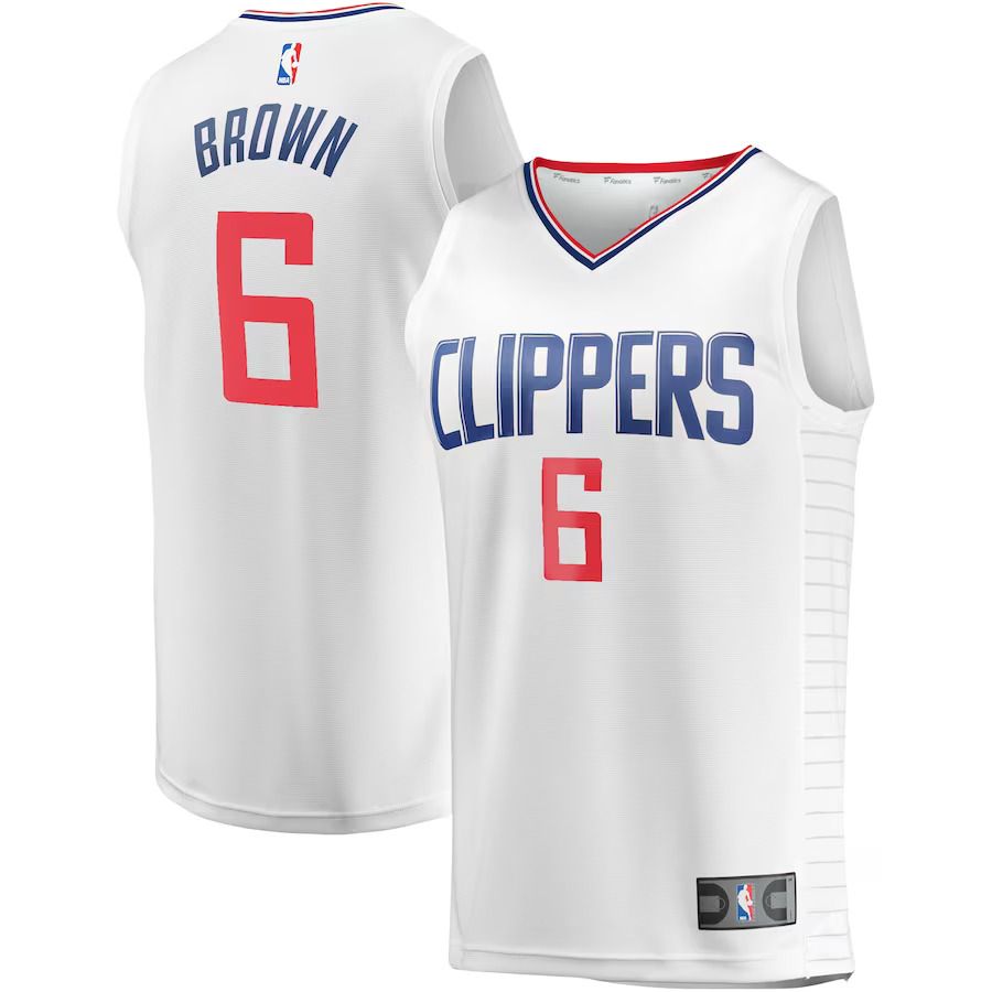 Men Los Angeles Clippers #6 Moses Brown Fanatics Branded White Fast Break Player NBA Jersey